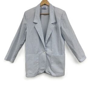 Separate Issue Vintage Seersucker Blazer Blue White Striped Made‎ in USA Small